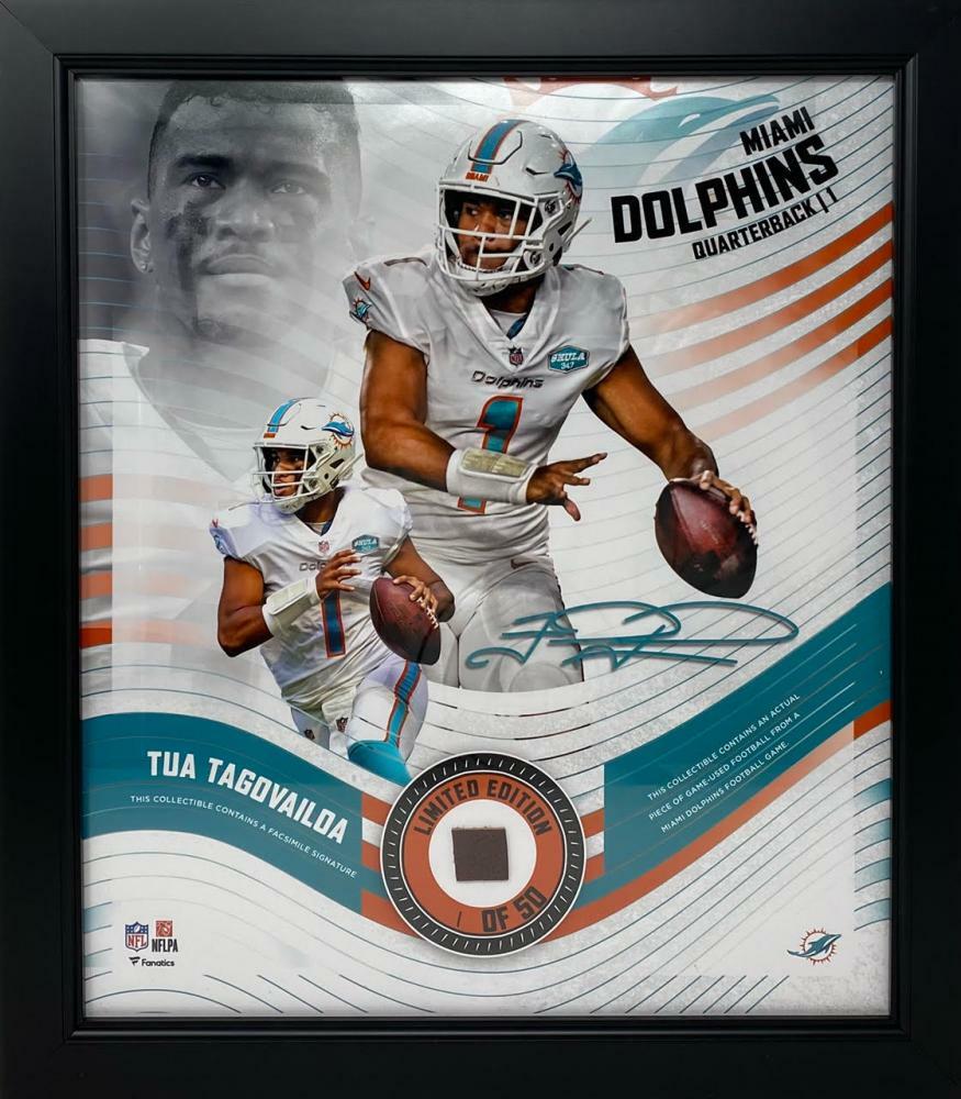 TUA TAGOVAILOA Framed 15" x 17" Game Used Football Collage LE 1/50