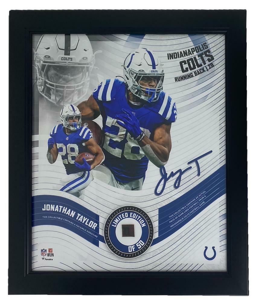 JONATHAN TAYLOR Framed Indianapolis Colts 15" x 17" Game Used Football Collage LE 50