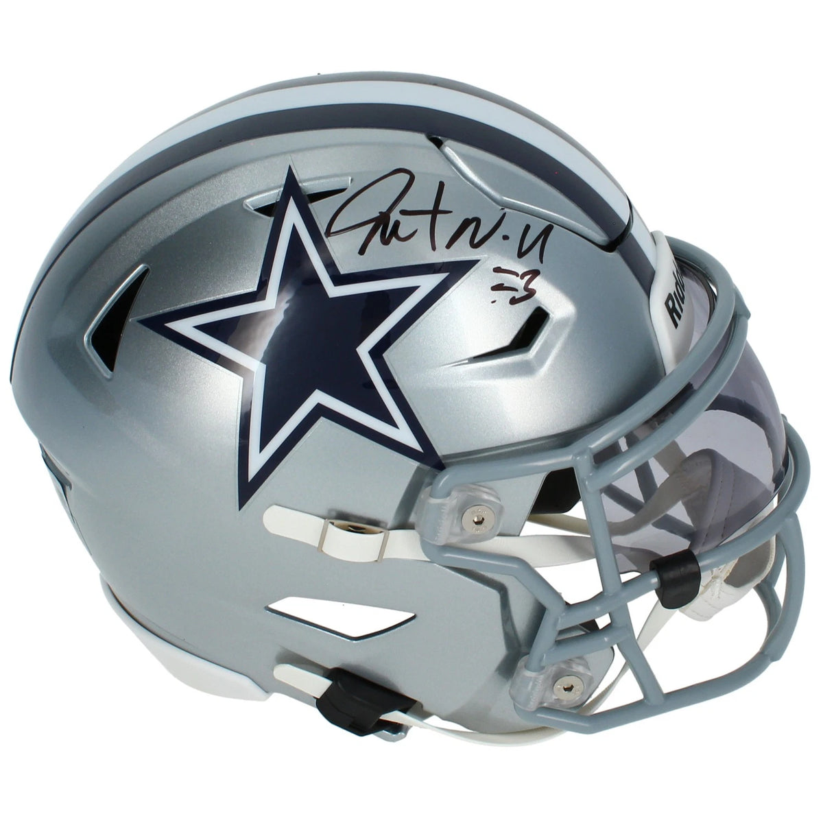 Javonte Williams Autographed Dallas Cowboys Speedflex Midi Helmet Beckett Witnessed