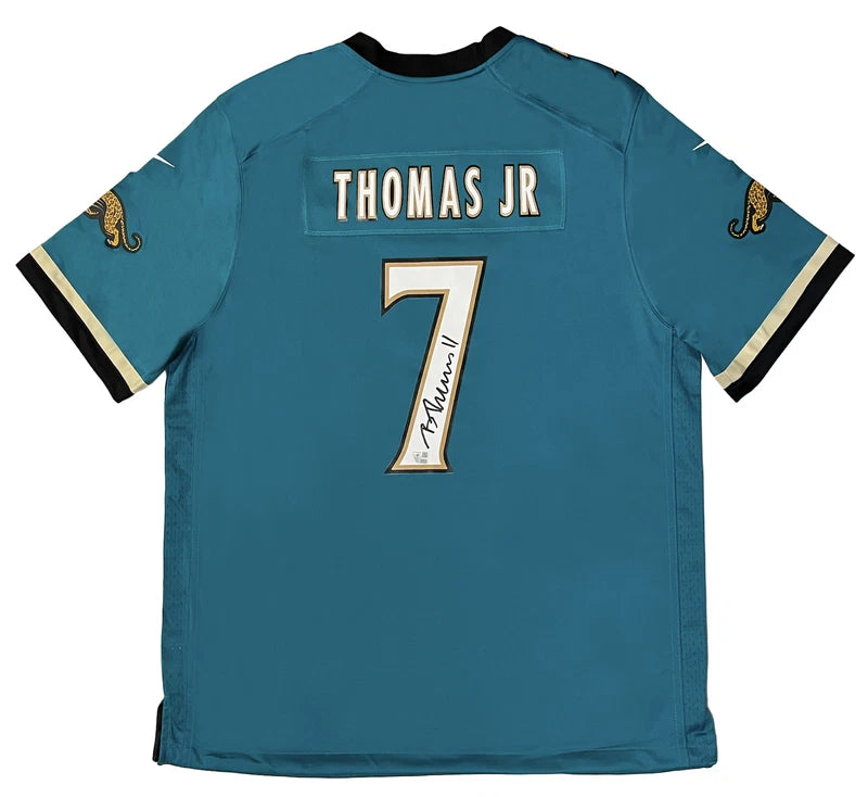 Brian Thomas Jr Autographed Jacksonville Jaguars Teal Nike Prowler Throwback Game Jersey Fanatics