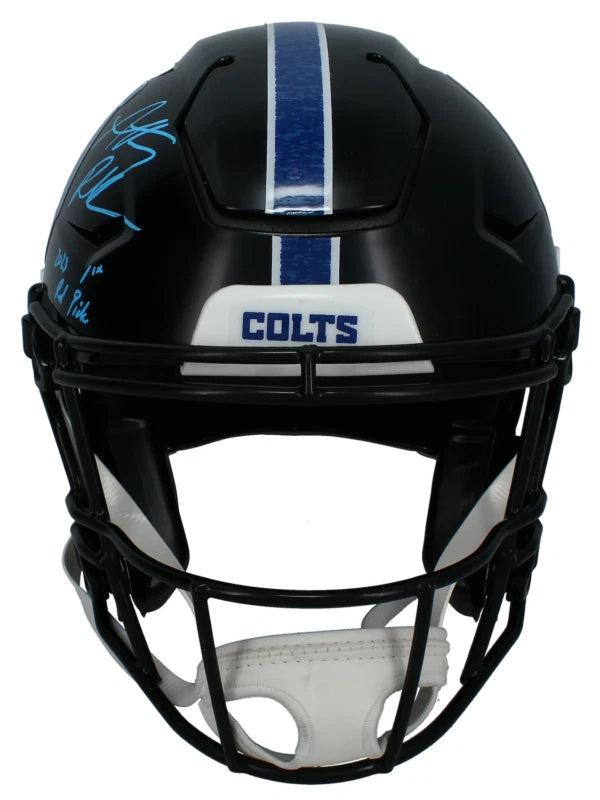 Anthony Richardson Autographed/Inscribed "2023 1st Rd Pick" Indianapolis Colts Black 2023 Alternate Speedflex Authentic Helmet LE 25 Fanatics