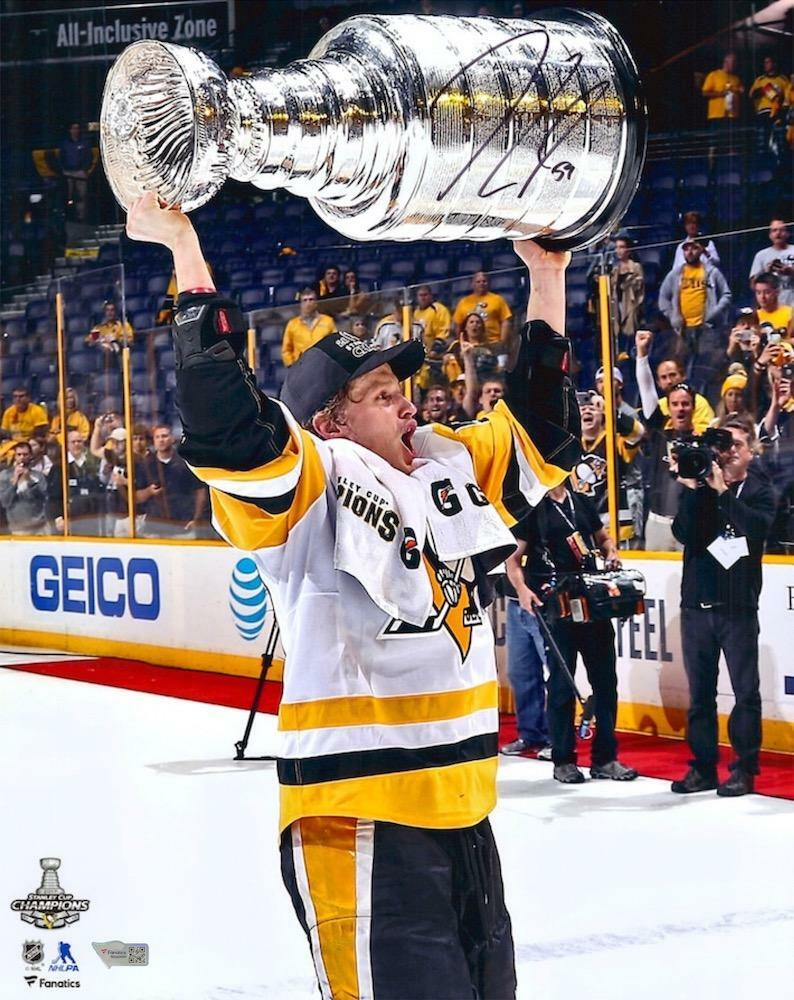 Jake Guentzel Autographed Pittsburgh Penguins 2017 Stanley Cup Champions 16" x 20" Photograph Fanatics