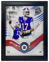 Josh Allen Framed Buffalo Bills 15" x 17" Game Used Football Collage LE 50/50