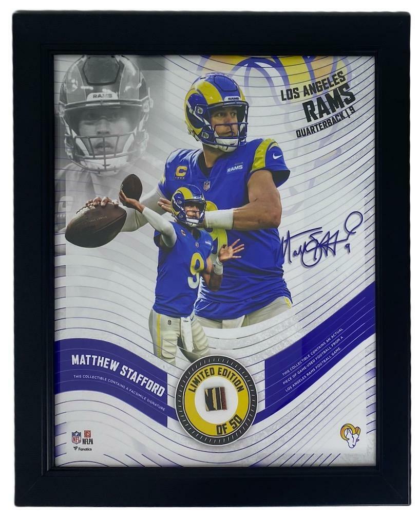 Matthew Stafford Framed Los Angeles Rams 15" x 17" Game Used Football Collage LE 50