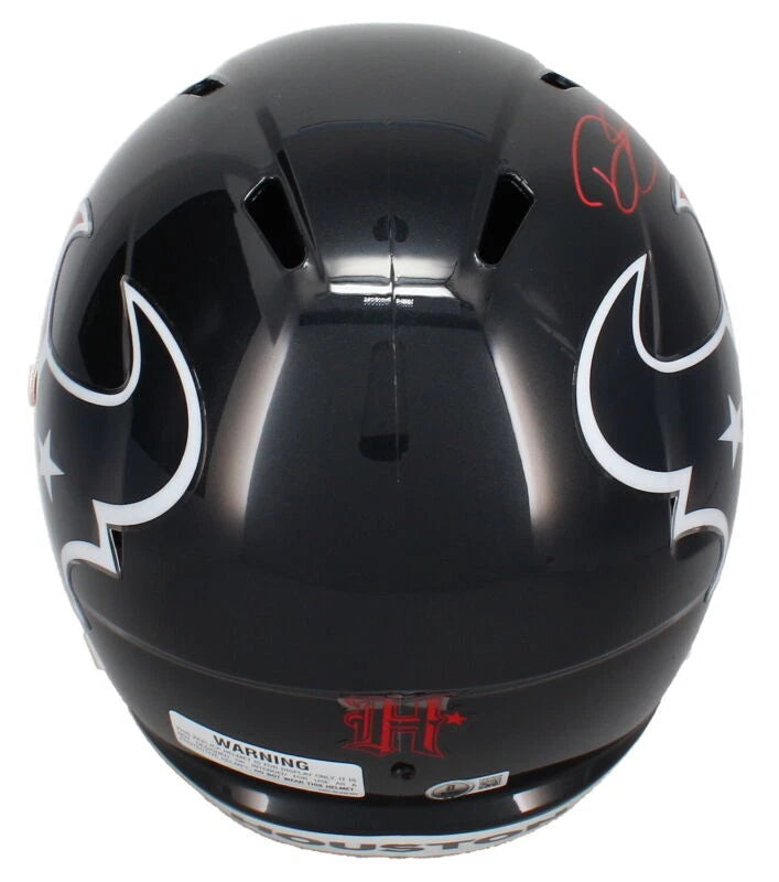 Dalton Schultz Autographed (in Red) Houston Texans 2024 Speed Full Size Helmet Beckett Witnessed