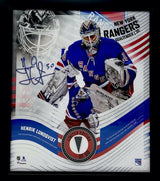 HENRIK LUNDQVIST Framed 15" x 17" Game Used Puck Collage LE 30/50