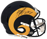 Jim Everett Signed Los Angeles Rams Throwback Riddell Full Size Speed Replica Helmet w/2x Pass Leader Schwartz Sports