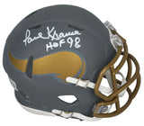 Paul Krause Autographed/Inscribed "HOF 98" Minnesota Vikings Slate Speed Mini Helmet Beckett Witnessed