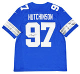 Aidan Hutchinson Autographed Detroit Lions Blue Nike Game Jersey Fanatics