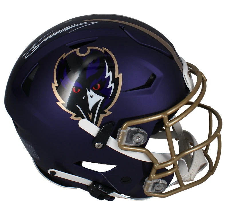 Zay Flowers Autographed Baltimore Ravens Purple 2024 Alternate Speedflex Authentic Helmet Beckett Witnessed