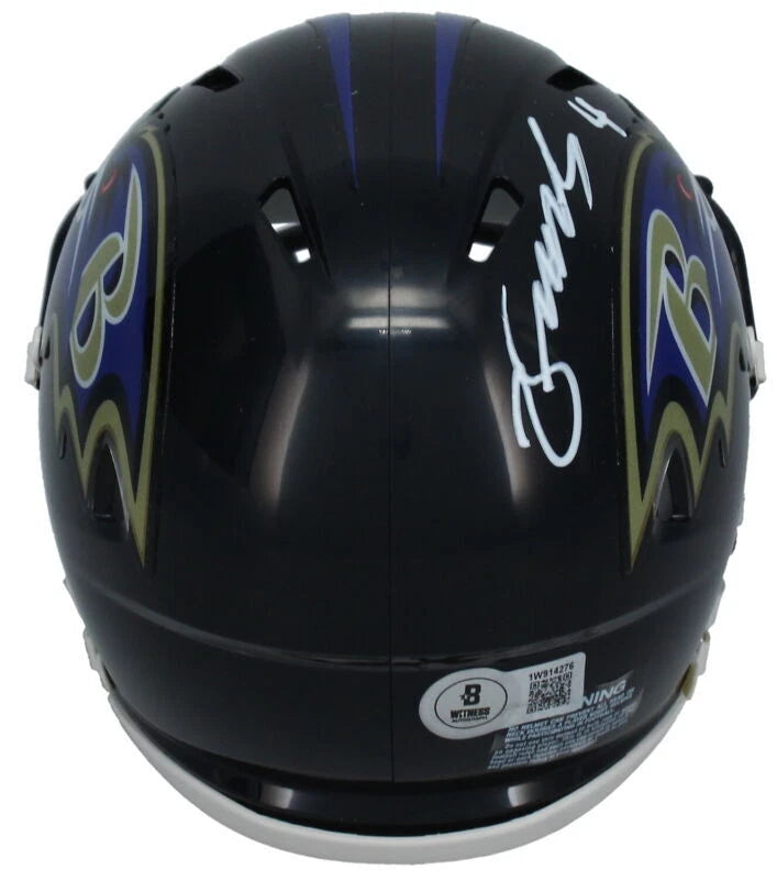 Zay Flowers Autographed Baltimore Ravens Speed Mini Helmet Beckett Witnessed