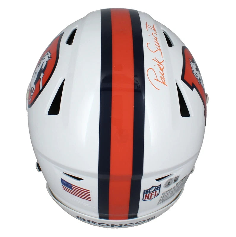 Patrick Surtain II Autographed Denver Broncos White 2023 Snowcapped Alternate Speedflex Authentic Helmet Beckett Witnessed