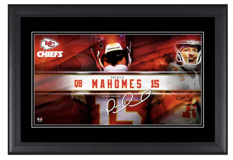 Patrick Mahomes Kansas City Chiefs Facsimile Signature Framed 10" x 18" Player Nameplate Collage Fanatics