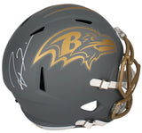 Ray Lewis Autographed Baltimore Ravens Slate Speed Full Size Helmet Beckett Witnessed