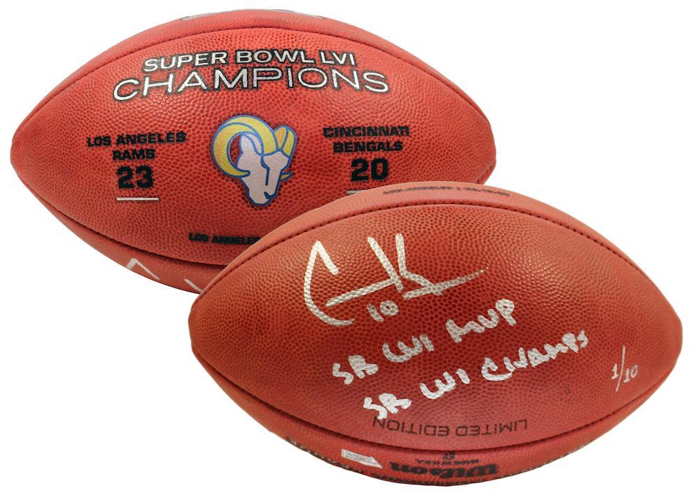 COOPER KUPP Autographed/Multi-Inscribed Los Angeles Rams SB LVI Champions Logo Wilson Duke Authentic Football FANATICS LE 1/10