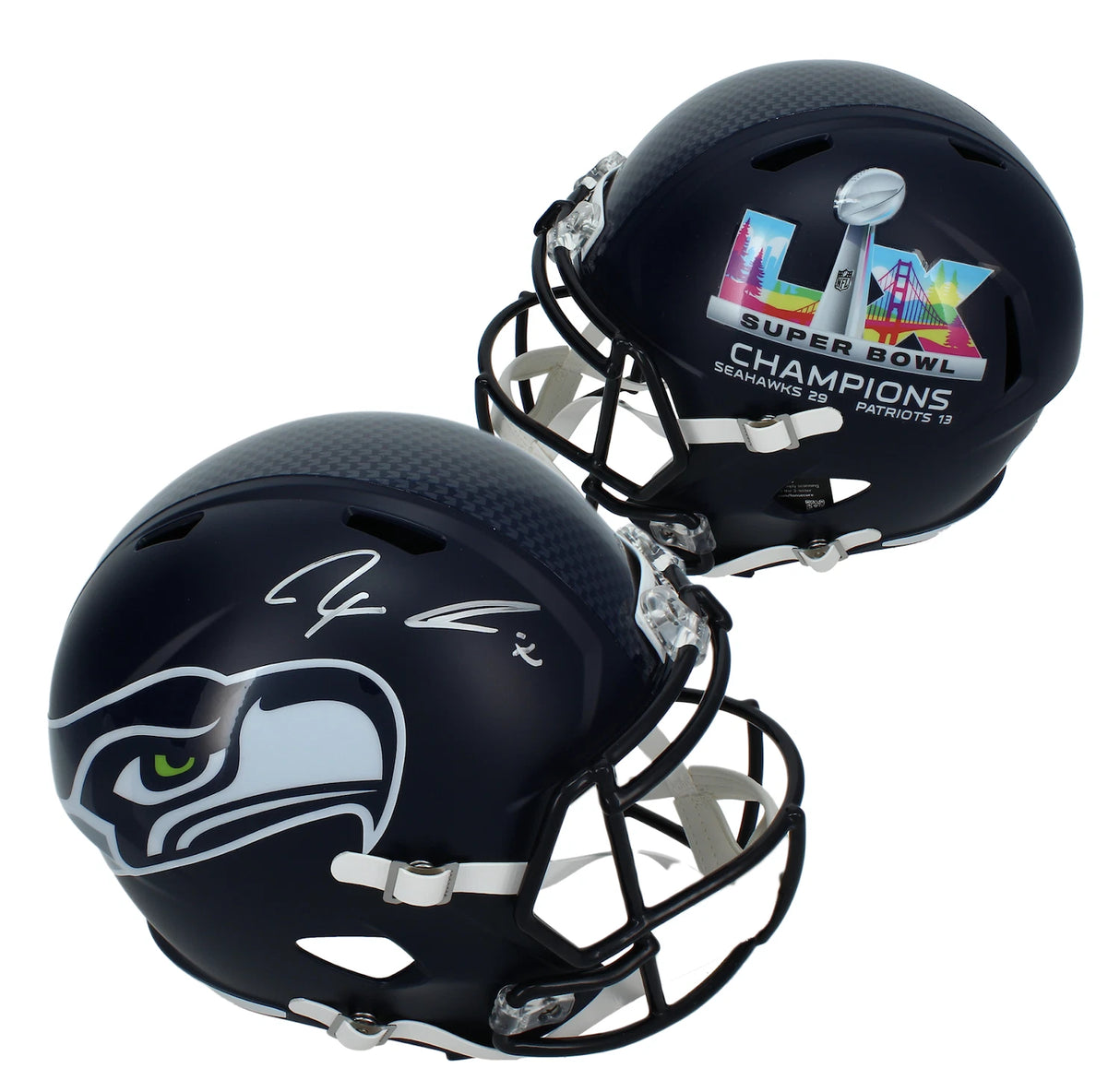 Jaxon Smith-Njigba Autographed Seattle Seahakws Super Bowl LX Champions Logo Speed Full Size Helmet Fanatics