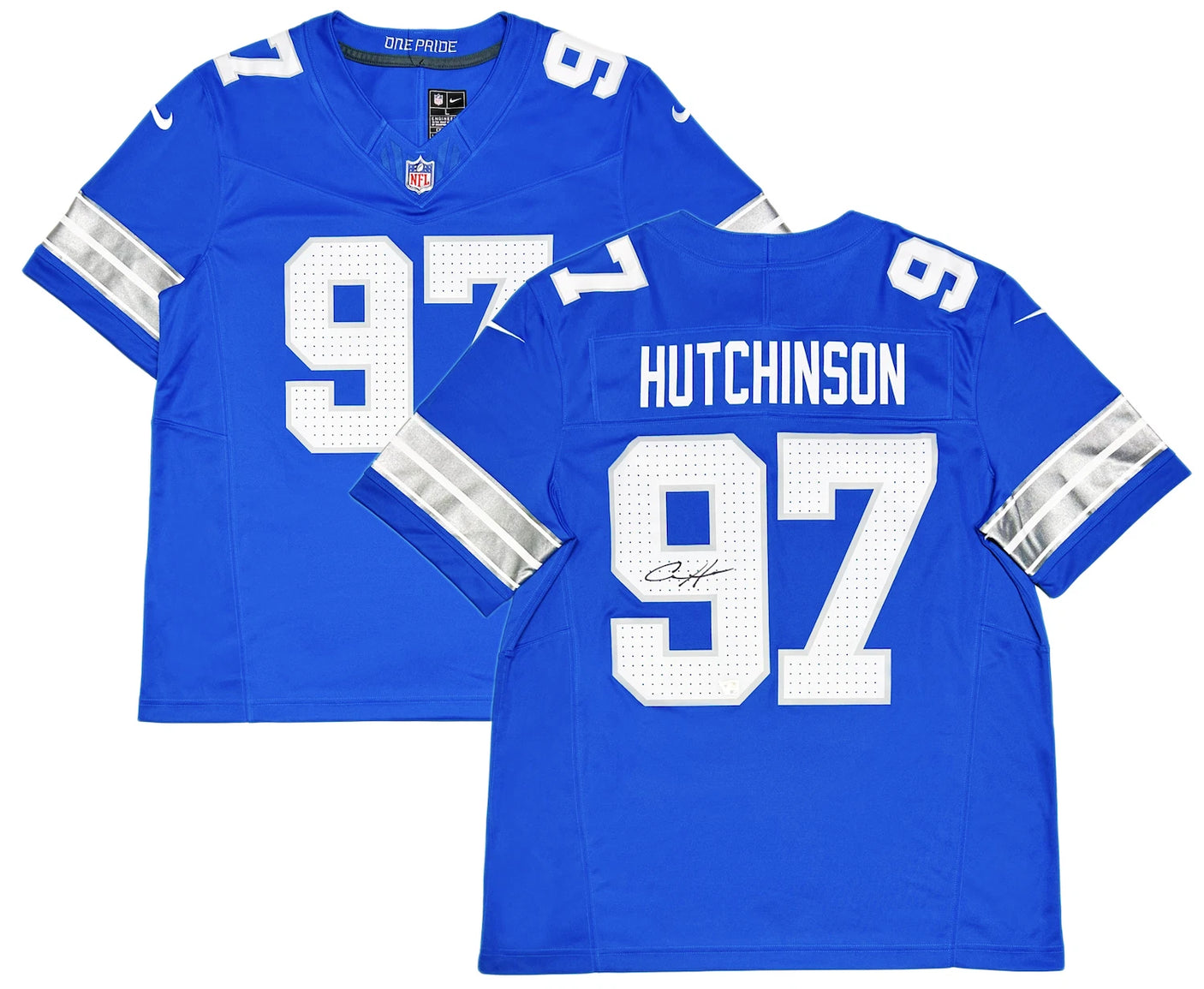 Aidan Hutchinson Autographed Detroit Lions Blue Nike Game Jersey Fanatics