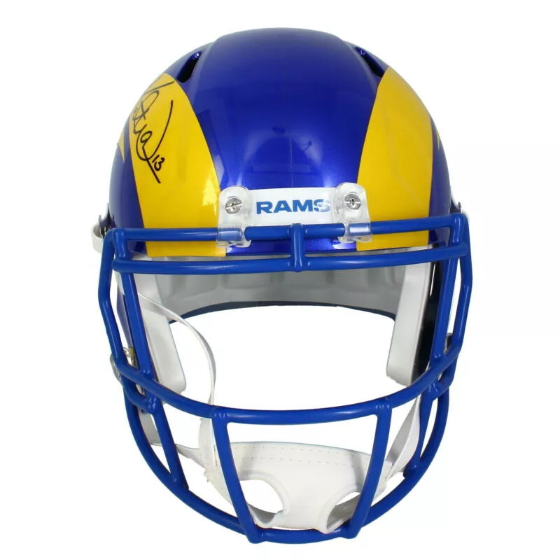 Kurt Warner Autographed Los Angeles Rams Speed Full Size Helmet Beckett Witnessed
