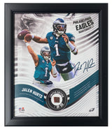 Jalen Hurts Framed Philadelphia Eagles Version 2 15" x 17" Game Used Football Collage LE 1/50