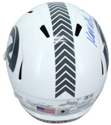 Kyren Williams Autographed (In Blue) Los Angeles Rams 2024 Salute to Service Speed Full Size Helmet Beckett Witnessed