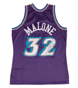 KARL MALONE Autographed Utah Jazz Mitchell & Ness Purple 1996 Road Swingman Jersey FANATICS