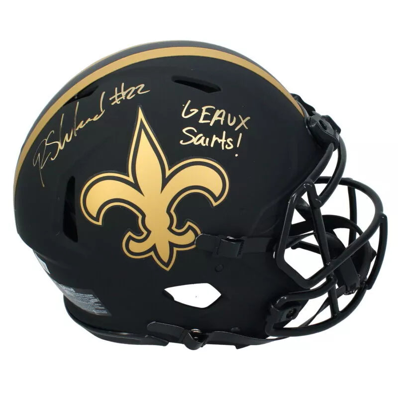 Rashid Shaheed Autographed/Inscribed "GEAUX SAINTS!" New Orleans Saints Eclipse Speed Authentic Helmet Beckett Witnessed