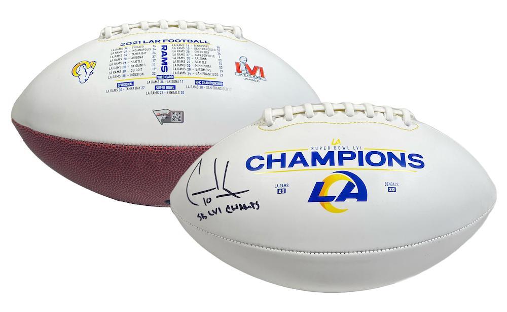 COOPER KUPP Autographed/Inscribed "SB LVI CHAMPS" Los Angeles Rams SB LVI Champs Logo White Panel Football FANATICS