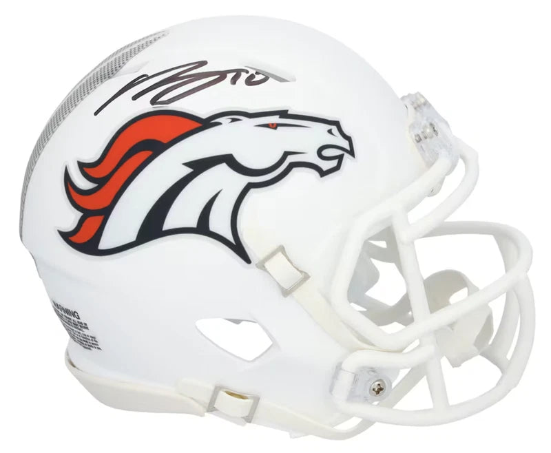 Bo Nix Autographed Denver Broncos White 2024 Alternate Speed Mini Helmet Fanatics