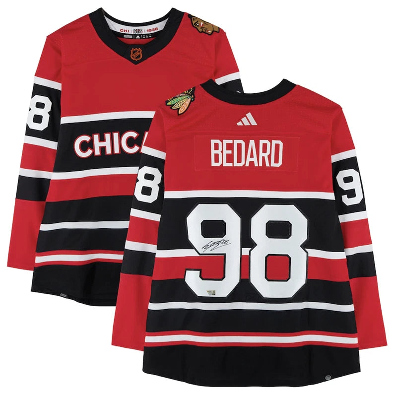 Connor Bedard Autographed Chicago Blackhawks Reverse Retro Adidas Authentic Jersey Fanatics