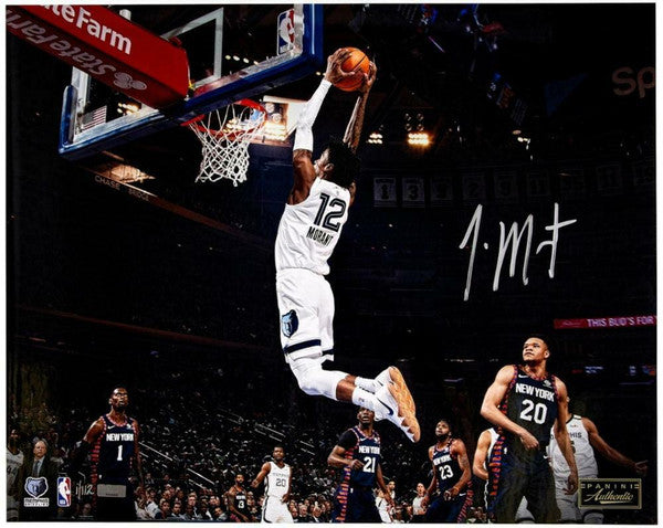 JA MORANT Autographed Memphis Grizzlies "Burst" 16" x 20" Photograph PANINI LE 112
