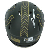 Jonathan Taylor Autographed Indianapolis Colts 2025 Salute to Service Speed Mini Helmet Beckett Witnessed