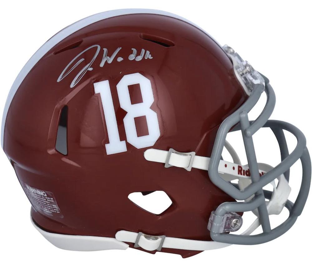 JAYLEN WADDLE Autographed Alabama Crimson Tide Autographed Speed Mini Helmet FANATICS