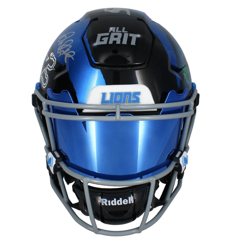 Jahmyr Gibbs/David Montgomery Autographed Detroit Lions/Sonic the Hedgehog Logo Custom Painted Speedflex Authentic Helmet Fanatics/Beckett