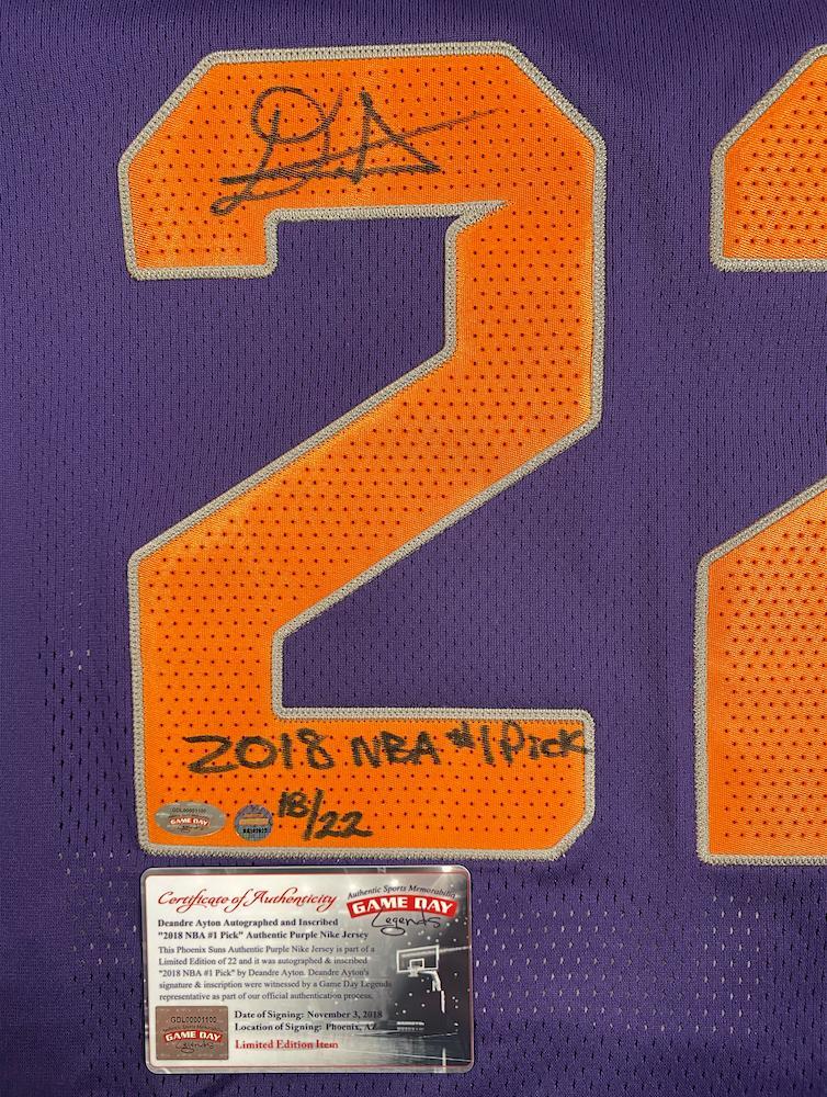 DEANDRE AYTON Autographed Suns "2018 NBA #1 Pick" Authentic Jersey GDL LE 18/22