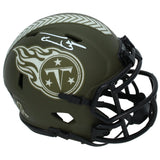 Taylor Lewan Autographed Tennessee Titans 2022 Salute to Service Speed Mini Helmet Beckett Witnessed
