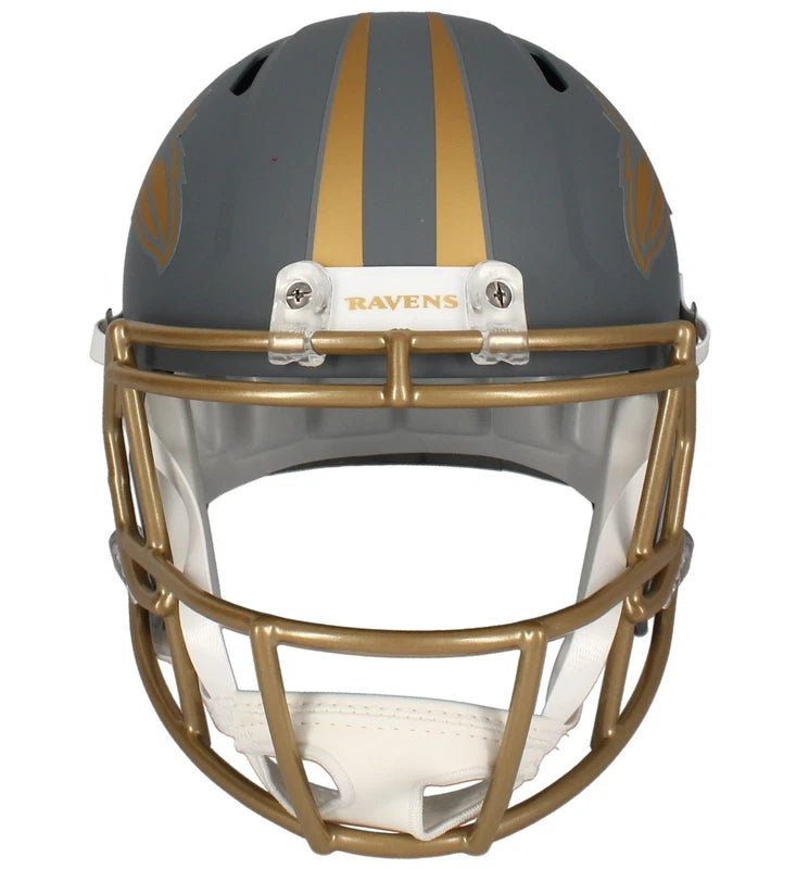 Ed Reed Autographed Baltimore Ravens Slate Speed Full Size Helmet Beckett Witnessed