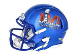 MATTHEW STAFFORD Autographed Los Angeles Rams SB LVI Champs Logo Speed Mini Helmet FANATICS