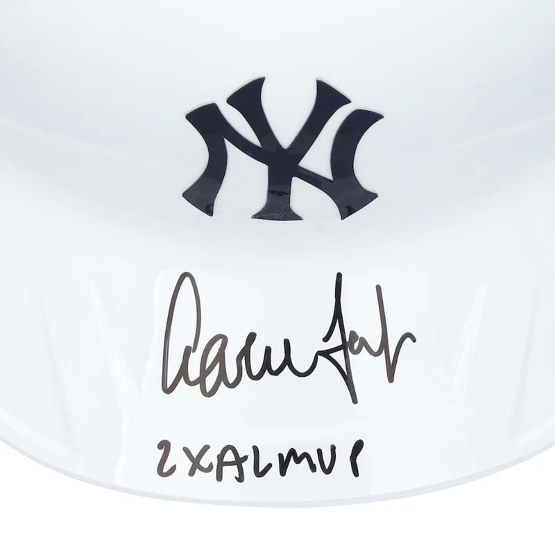 Aaron Judge Autographed/Inscribed "2X AL MVP" New York Yankees Alternate Chrome Mach Pro Replica Batting Helmet Fanatics