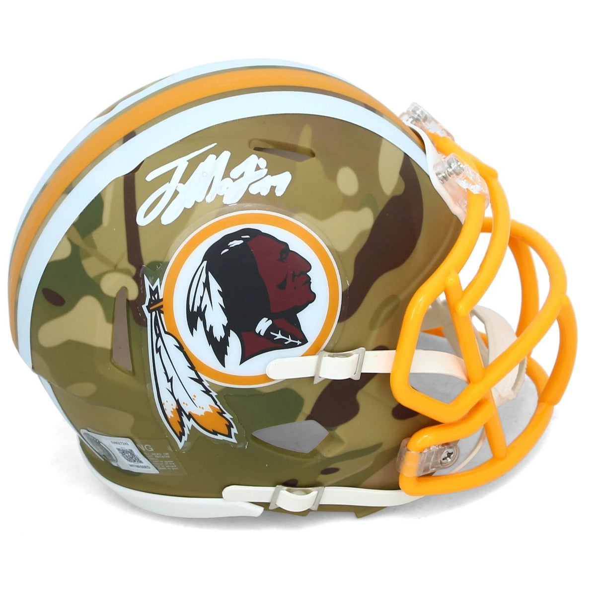 Terry McLaurin Autographed Washington Redskins CAMO Speed Mini Helmet Beckett Witnessed