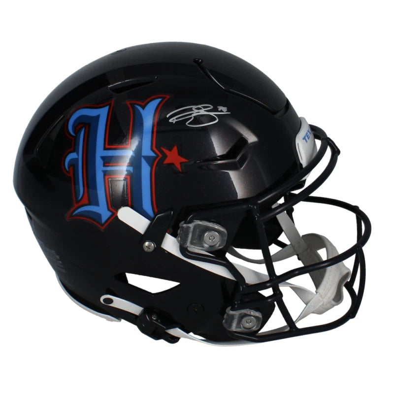 Dalton Schultz Autographed Houston Texans 2024 Navy Alternate H-Town Speedflex Helmet Beckett Witnessed