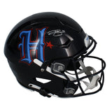 Dalton Schultz Autographed Houston Texans 2024 Navy Alternate H-Town Speedflex Helmet Beckett Witnessed