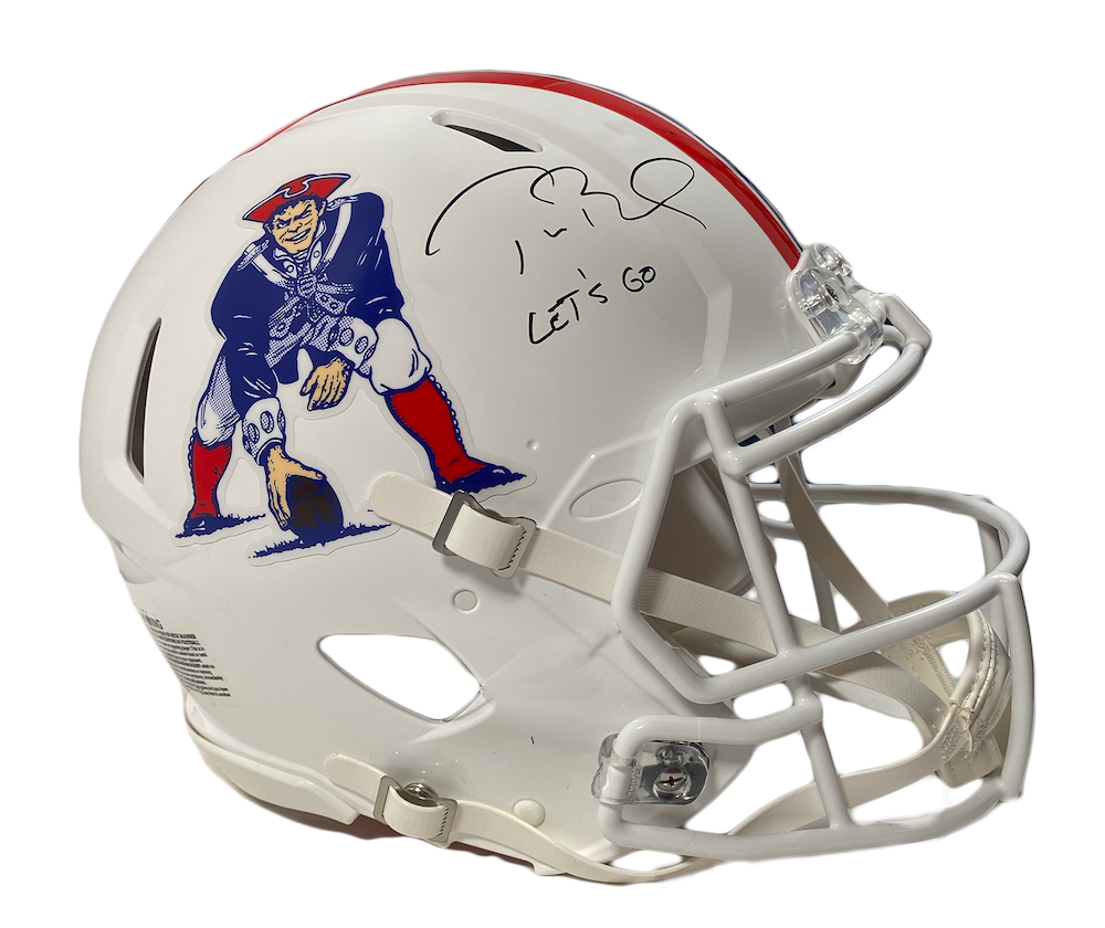 Tom Brady Autographed/Inscribed "LET'S GO" New England Patriots Throwback Speed Authentic Helmet Fanatics LE 12