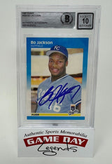 Bo Jackson Autographed Kansas City Royals 1987 Fleer Baseball #369 Rookie Card BAS Auto 10