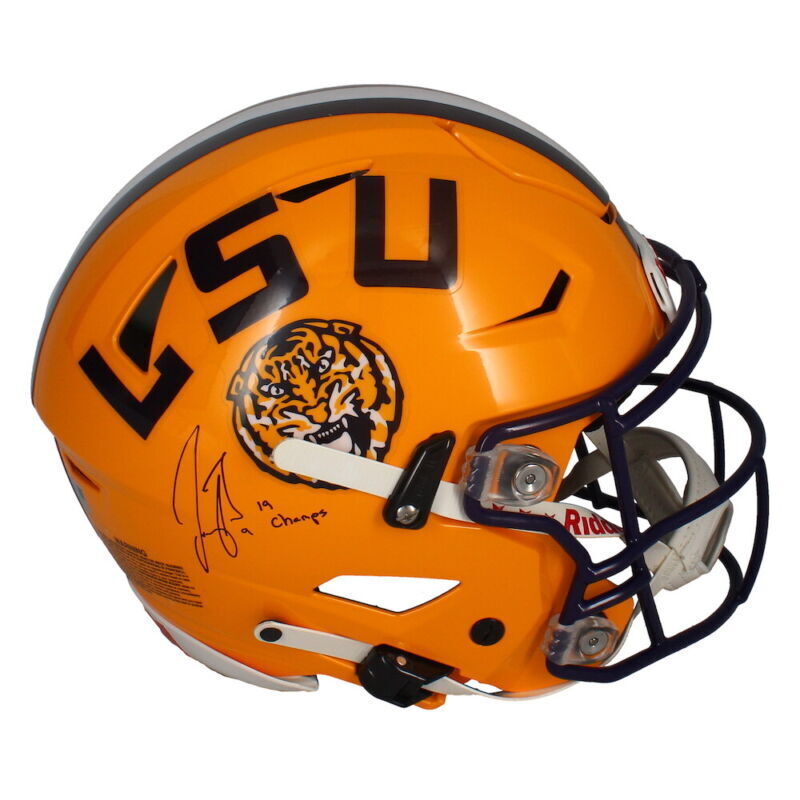 Joe Burrow Autographed/Inscribed "19 Champs" LSU Speed Flex Authentic Helmet Fanatics