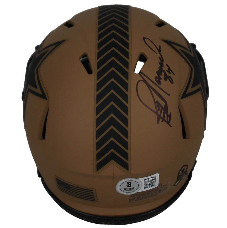 Jay Novacek Autographed/Inscribed "3x SB Champs" Dallas Cowboys 2023 Salute to Service Speed Mini Helmet Beckett Witnessed