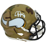 Justin Jefferson Autographed Minnesota Vikings CAMO Speed Mini Helmet Beckett Witnessed