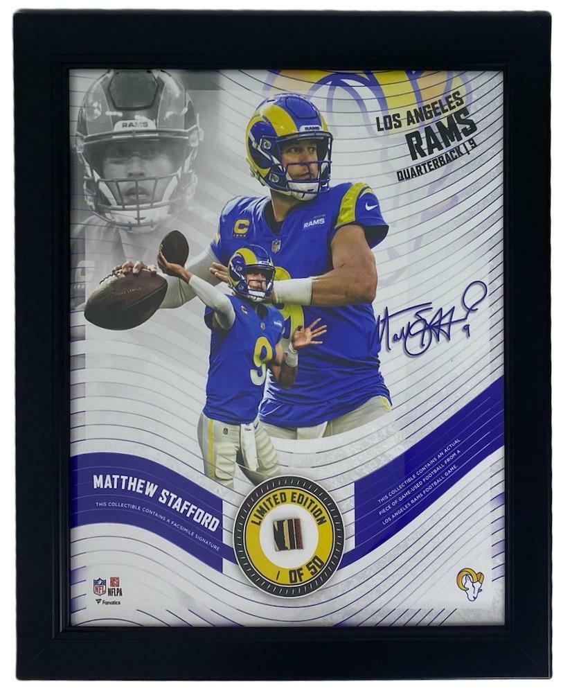 MATTHEW STAFFORD Framed Los Angeles Rams 15" x 17" Game Used Football Collage LE 1/50