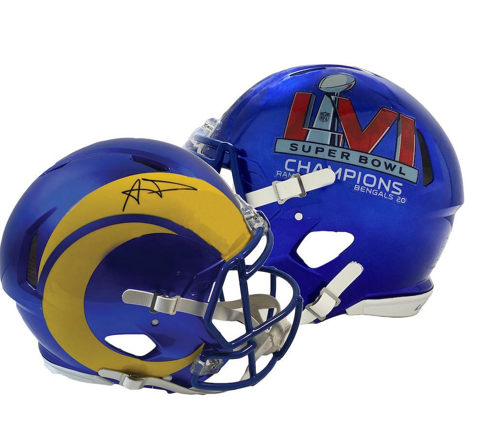AARON DONALD Autographed Los Angeles Rams Super Bowl LVI Champions Logo Speed Authentic Helmet FANATICS