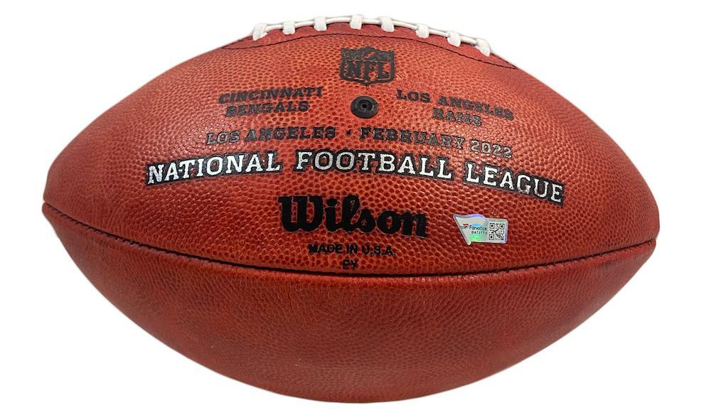 AARON DONALD Autographed Los Angeles Rams SB LVI Champs Logo Official Wilson Duke Football FANATICS