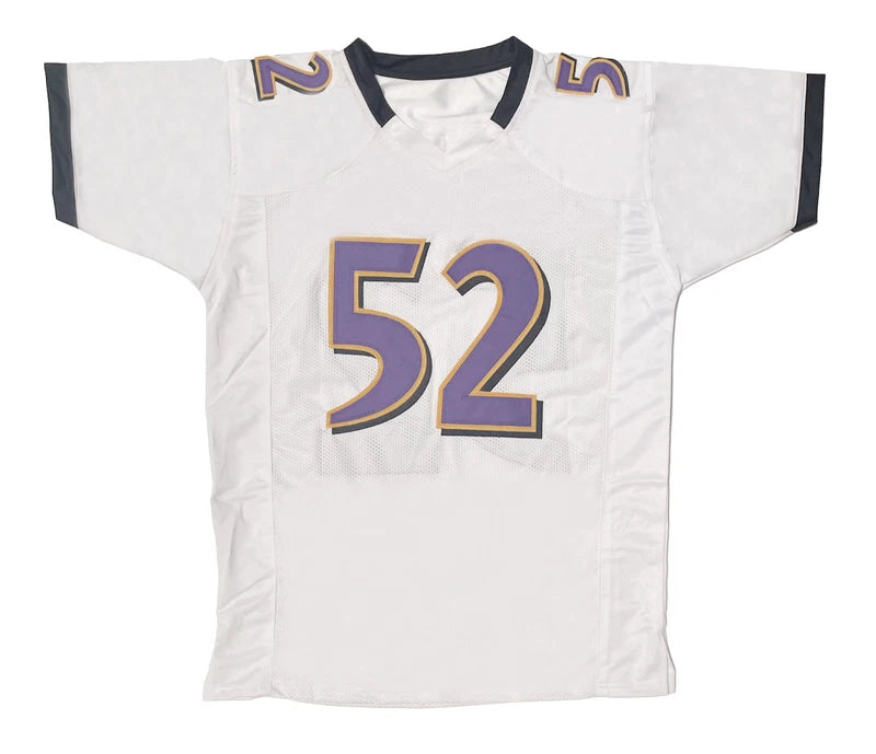 Ray Lewis Autographed White #52 Custom Jersey Beckett Witnessed